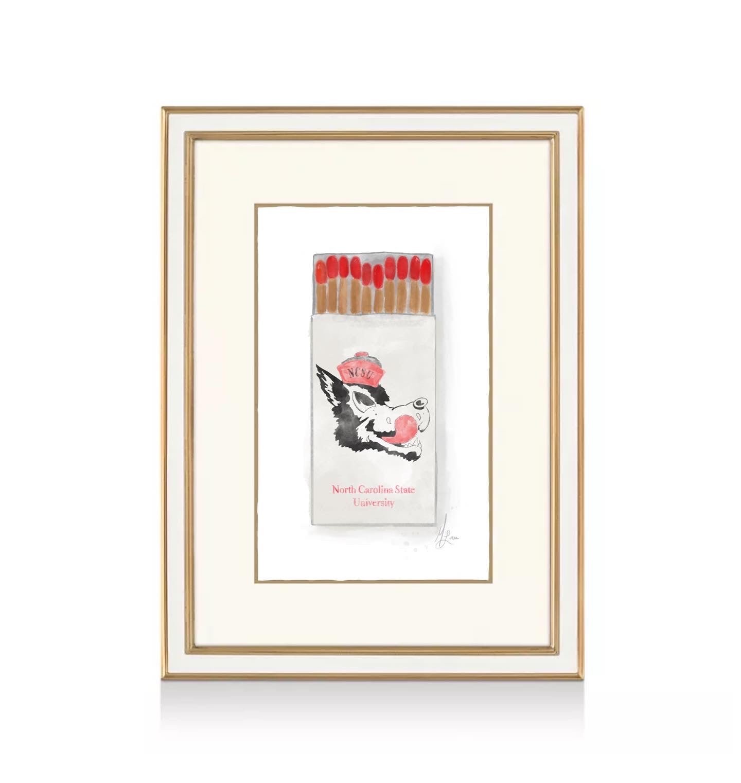 Wolfpack Matchbook Watercolor Print