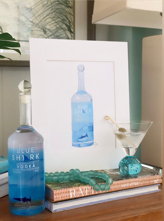 Blue Shark Vodka Watercolor Print