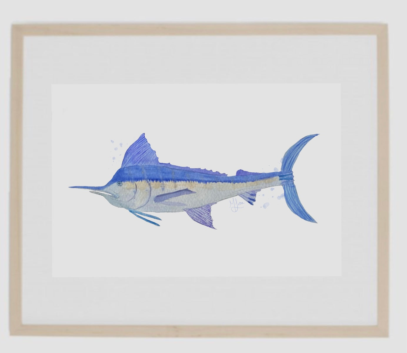 Blue Marlin Watercolor Print