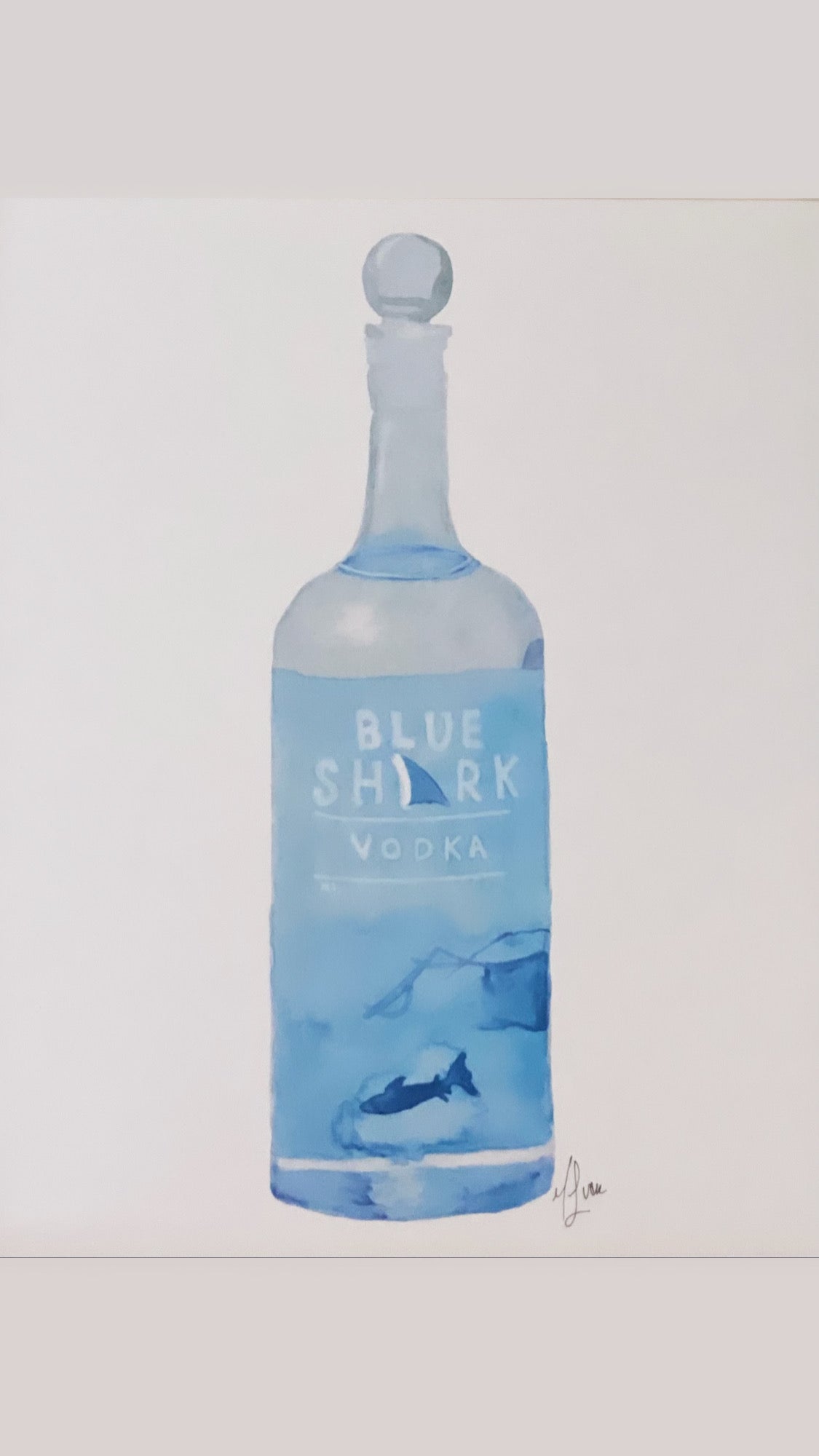 Blue Shark Vodka Watercolor Print