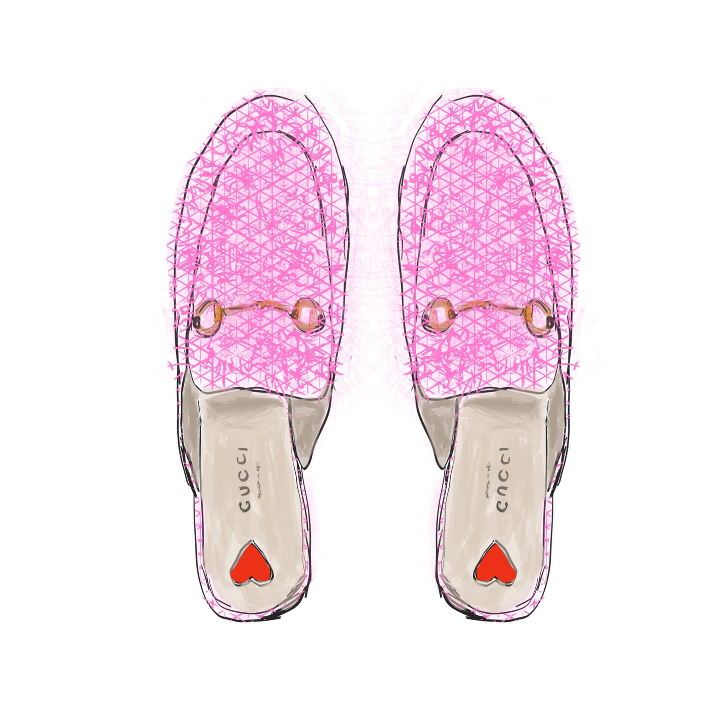 Pink Geometric GG Loafer Pair Print