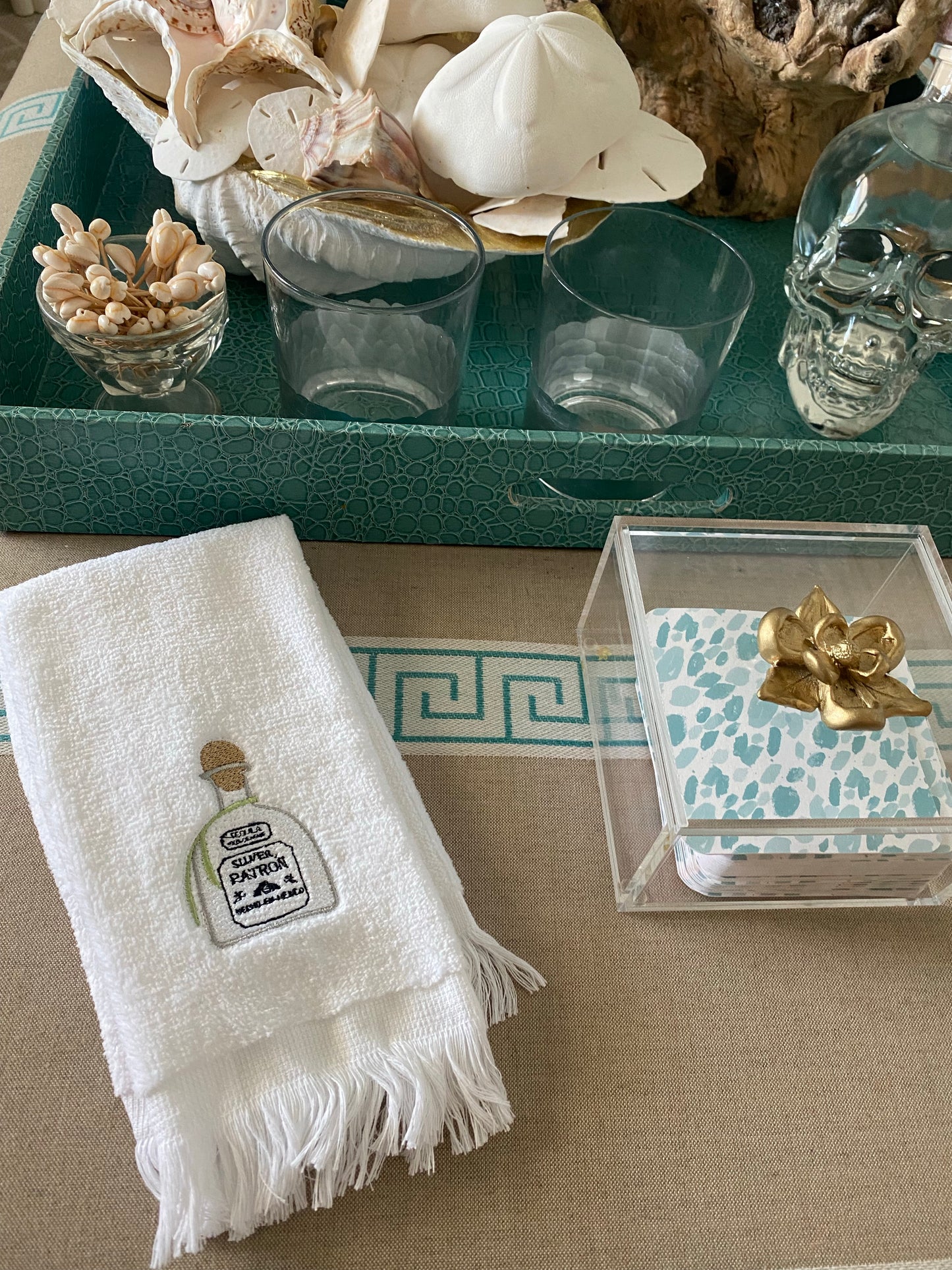 Embroidered Fringe Cotton Towel