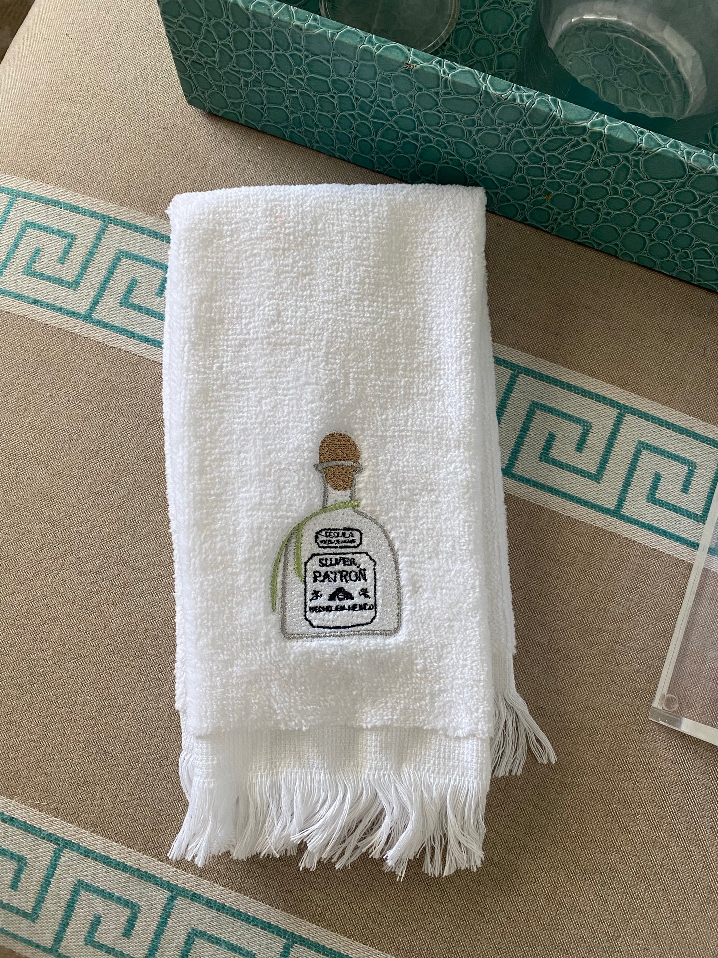 Embroidered Fringe Cotton Towel