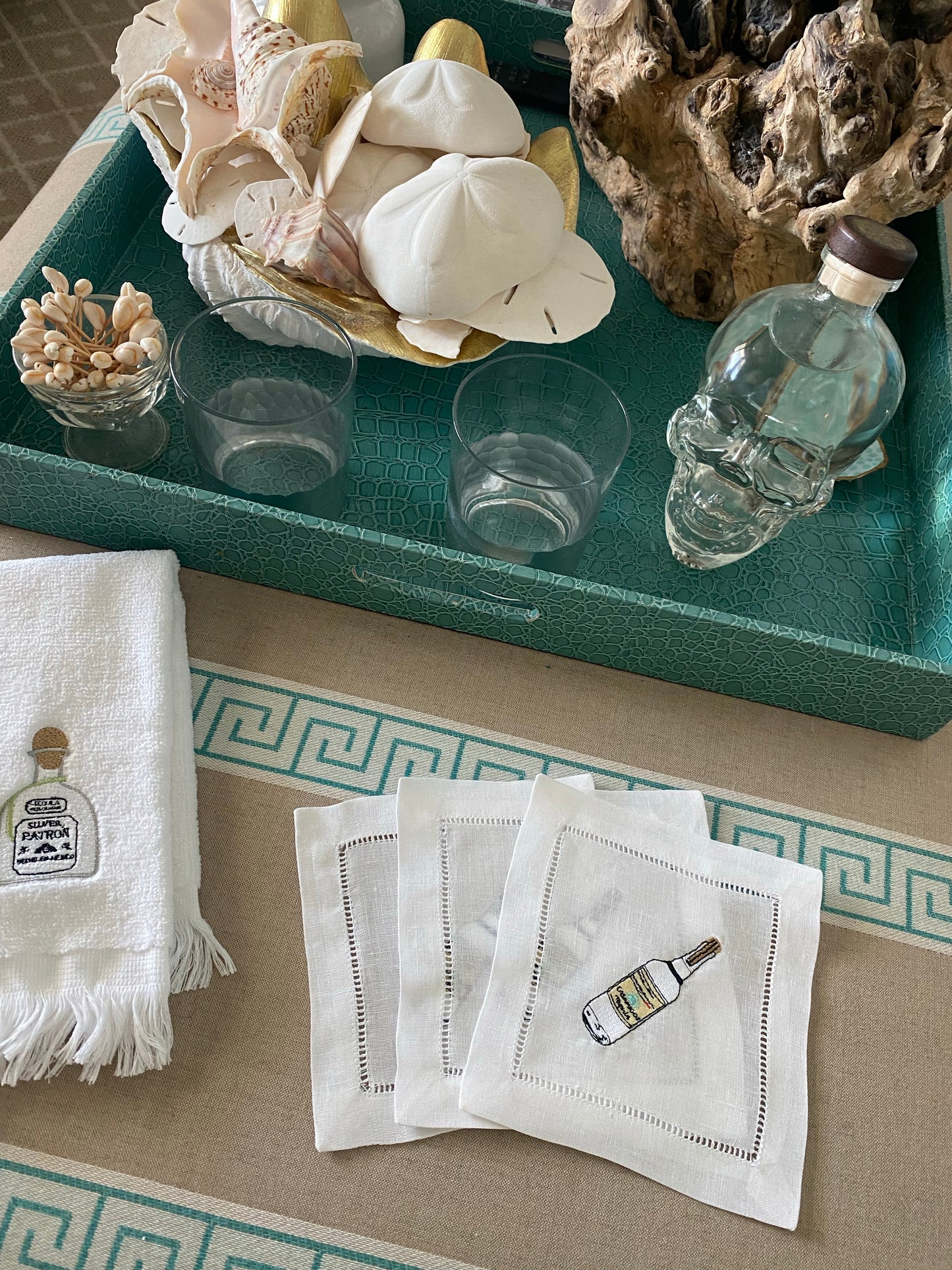 Casamigos embroidered linen cocktail napkins